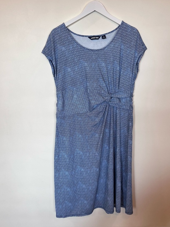 Lands' End Dresses & Skirts - Lands' End Twist Dress size Large Cotton Modal Blue Knit Nautical Stretch Soft